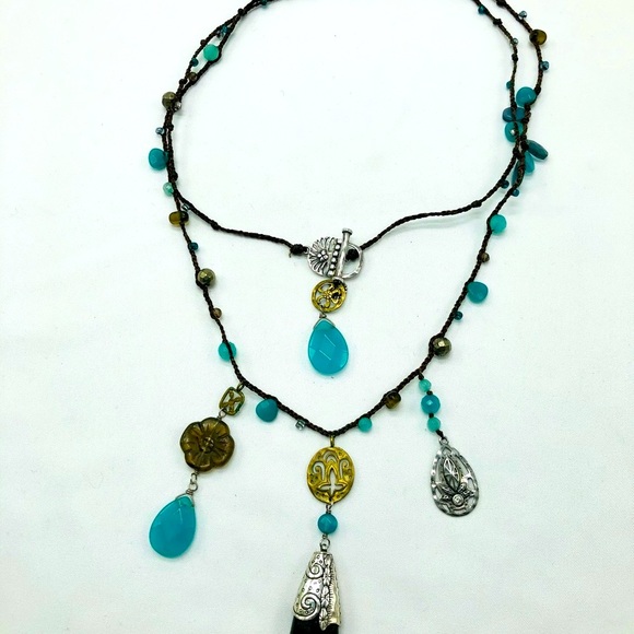 Smokey Teal Blue/Green Silpada Versatile Bead Necklace - Picture 7 of 8
